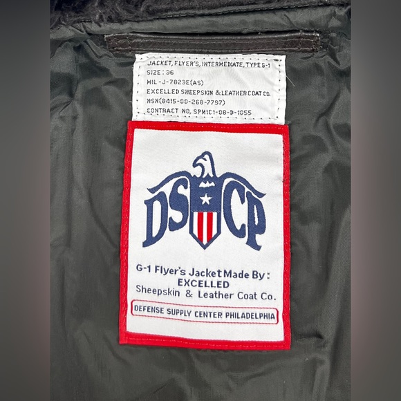 Type G-1 Flyers Jacket Mens Size 36 Excelled Sheepskin Leather Coat Brown DSCP - Picture 7 of 16